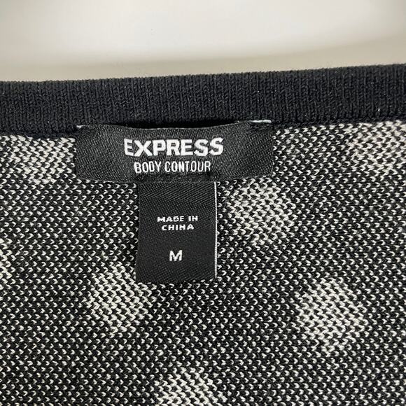 Express Women's Body Contour Polka Dot Sweater Medium Black and Off White - Picture 7 of 11
